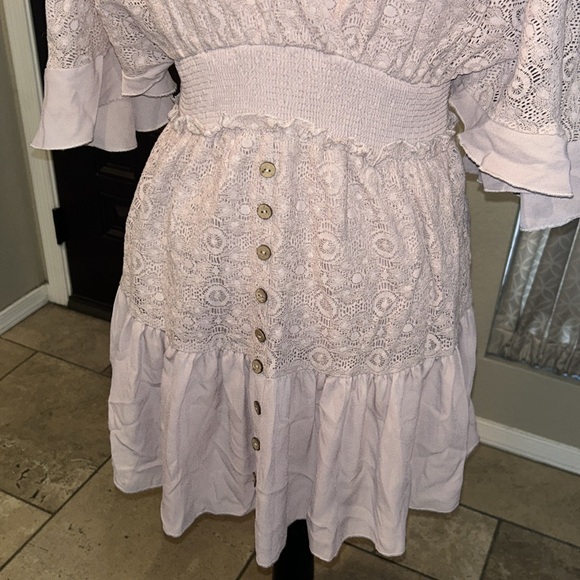 Lavender Dusty Rose Boho Lacey Mini Dress/Top - Picture 3 of 10